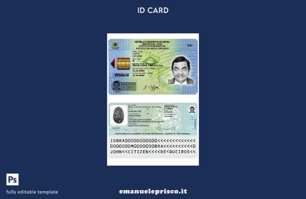 modello di documento d'identità brasiliano in stile verificato (da ).